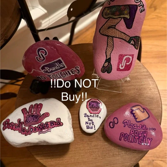 ~Sample, Do Not Buy~Hand Painted “Poshmark Themed” Rocks - Picture 1 of 9